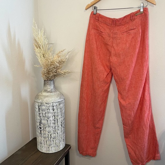 Anthropologie Pilcro and the Letterpress Linen Blend Wide Leg Pink Trousers 6 - Picture 6 of 9